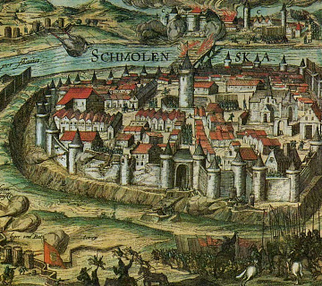 Осада Смоленска. Цветная открытка 19 в. с гравюры Г. Келлера 1610 года