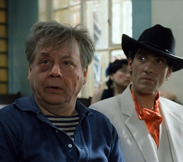 Олег Табаков и Валерий Гаркалин в фильме «Ширли-мырли» (1995). Режиссер – Владимир Меньшов