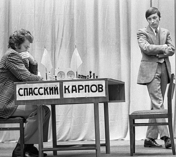 Борис Спасский и Анатолий Карпов. Шахматный «турнир звезд». Монреаль. 14 апреля 1979